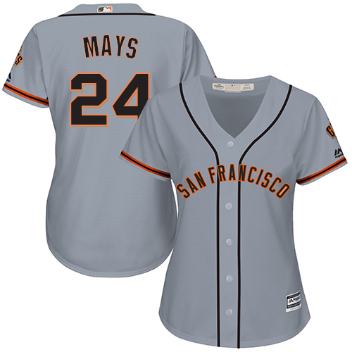 Giants #24 Willie Mays Grey Road Women's Stitched MLB Jersey